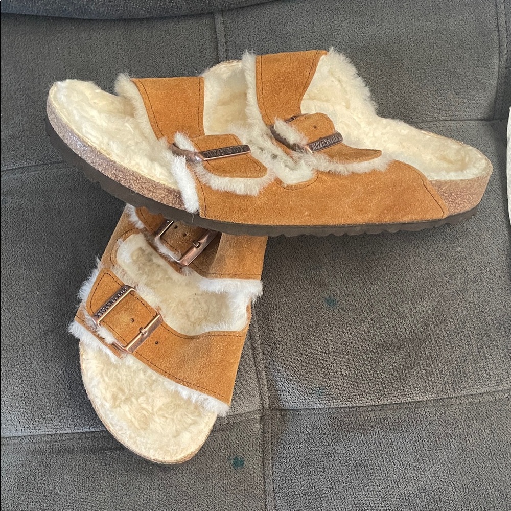 Birkenstock Brown Shearling Sandals